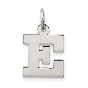 Sterling Silver, Amanda Collection Small Block Style Initial E Pendant